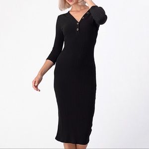 BLACK MIDI DRESS W/ELBOW SLEEVES LENGHT